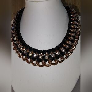 Aldo Ribbon and Rhinestone Choker Necklace